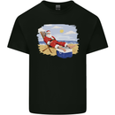 Santa at the Beach Christmas Summer Xmas Holiday Mens Cotton T-Shirt Tee Top Black