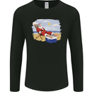 Santa at the Beach Christmas Summer Xmas Holiday Mens Long Sleeve T-Shirt Black