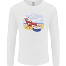 Santa at the Beach Christmas Summer Xmas Holiday Mens Long Sleeve T-Shirt White