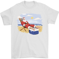 Santa at the Beach Christmas Summer Xmas Holiday Mens T-Shirt 100% Cotton White