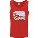 Santa at the Beach Christmas Summer Xmas Holiday Mens Vest Tank Top Red