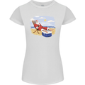 Santa at the Beach Christmas Summer Xmas Holiday Womens Petite Cut T-Shirt White