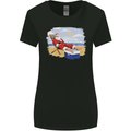 Santa at the Beach Christmas Summer Xmas Holiday Womens Wider Cut T-Shirt Black