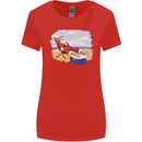 Santa at the Beach Christmas Summer Xmas Holiday Womens Wider Cut T-Shirt Red