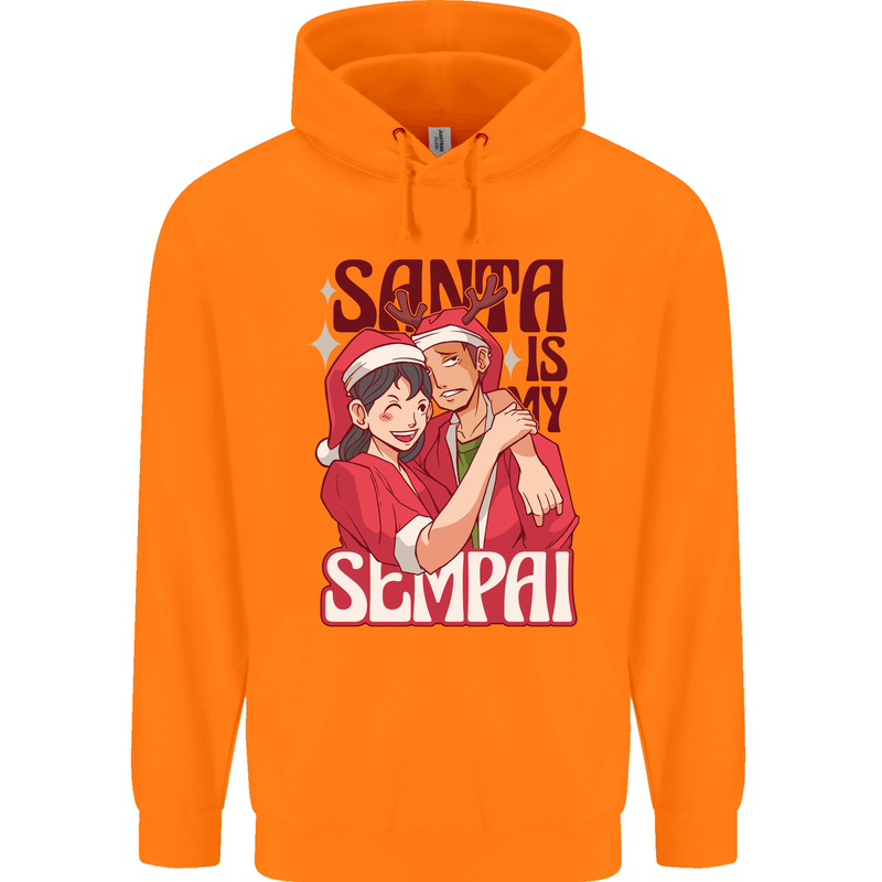 Santa is My Sempai Funny Anime Christmas Xmas Childrens Kids Hoodie Orange