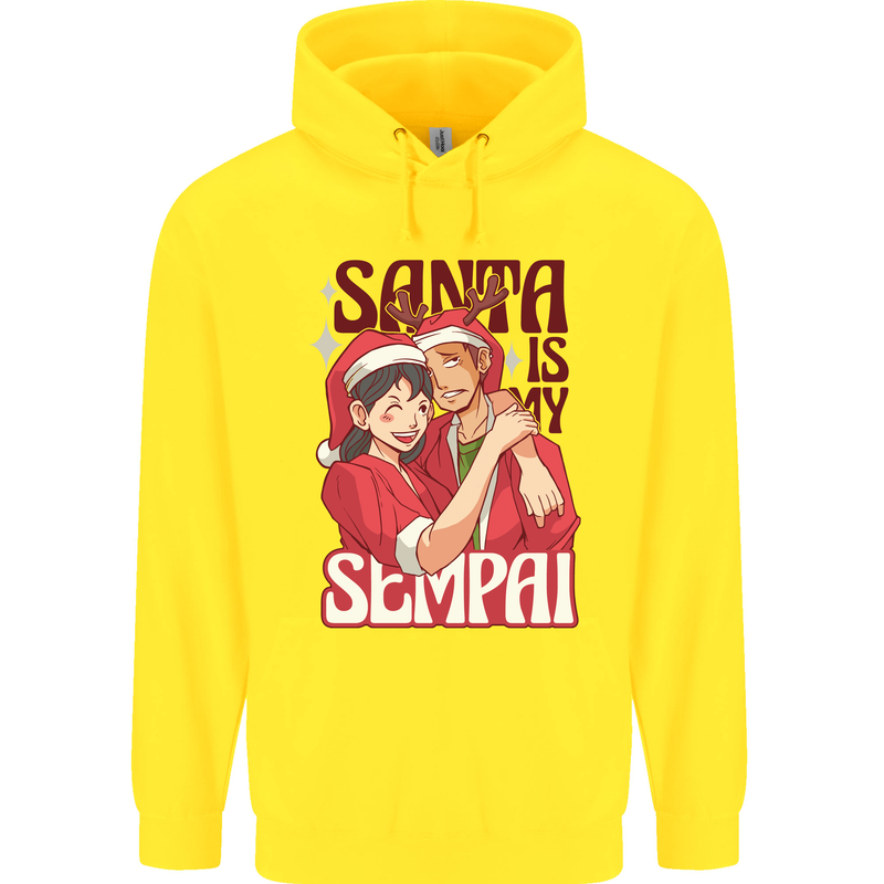 Santa is My Sempai Funny Anime Christmas Xmas Childrens Kids Hoodie Yellow