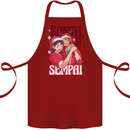 Santa is My Sempai Funny Anime Christmas Xmas Cotton Apron 100% Organic Maroon