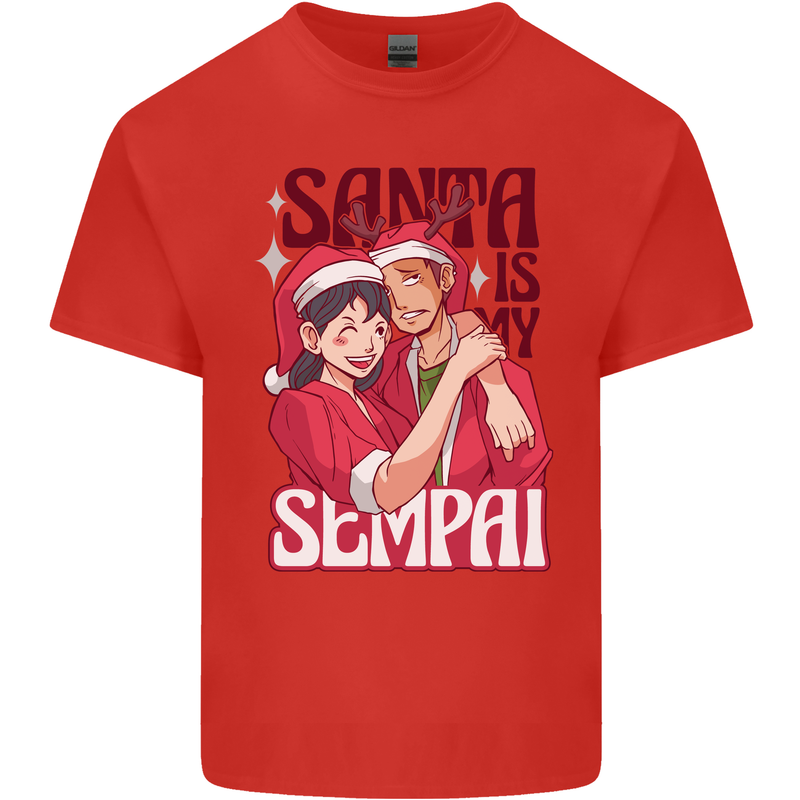 Santa is My Sempai Funny Anime Christmas Xmas Kids T-Shirt Childrens Red