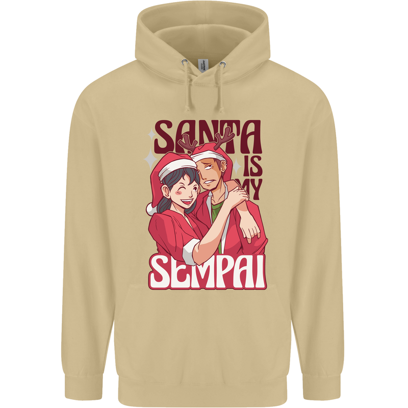 Santa is My Sempai Funny Anime Christmas Xmas Mens 80% Cotton Hoodie Sand