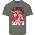 Santa is My Sempai Funny Anime Christmas Xmas Mens Cotton T-Shirt Tee Top Charcoal