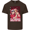 Santa is My Sempai Funny Anime Christmas Xmas Mens Cotton T-Shirt Tee Top Dark Chocolate