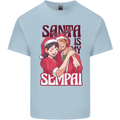 Santa is My Sempai Funny Anime Christmas Xmas Mens Cotton T-Shirt Tee Top Light Blue