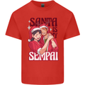 Santa is My Sempai Funny Anime Christmas Xmas Mens Cotton T-Shirt Tee Top Red