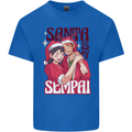 Santa is My Sempai Funny Anime Christmas Xmas Mens Cotton T-Shirt Tee Top Royal Blue