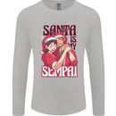 Santa is My Sempai Funny Anime Christmas Xmas Mens Long Sleeve T-Shirt Sports Grey