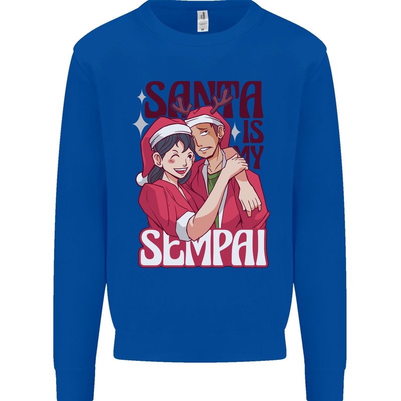 Santa is My Sempai Funny Anime Christmas Xmas Mens Sweatshirt Jumper Royal Blue