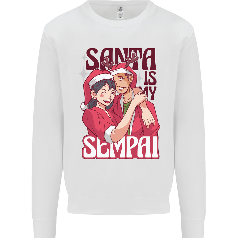 Santa is My Sempai Funny Anime Christmas Xmas Mens Sweatshirt Jumper White