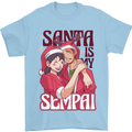 Santa is My Sempai Funny Anime Christmas Xmas Mens T-Shirt 100% Cotton Light Blue