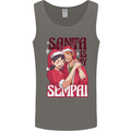 Santa is My Sempai Funny Anime Christmas Xmas Mens Vest Tank Top Charcoal
