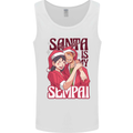 Santa is My Sempai Funny Anime Christmas Xmas Mens Vest Tank Top White