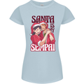 Santa is My Sempai Funny Anime Christmas Xmas Womens Petite Cut T-Shirt Light Blue