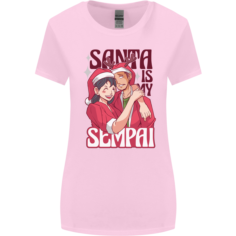 Santa is My Sempai Funny Anime Christmas Xmas Womens Wider Cut T-Shirt Light Pink