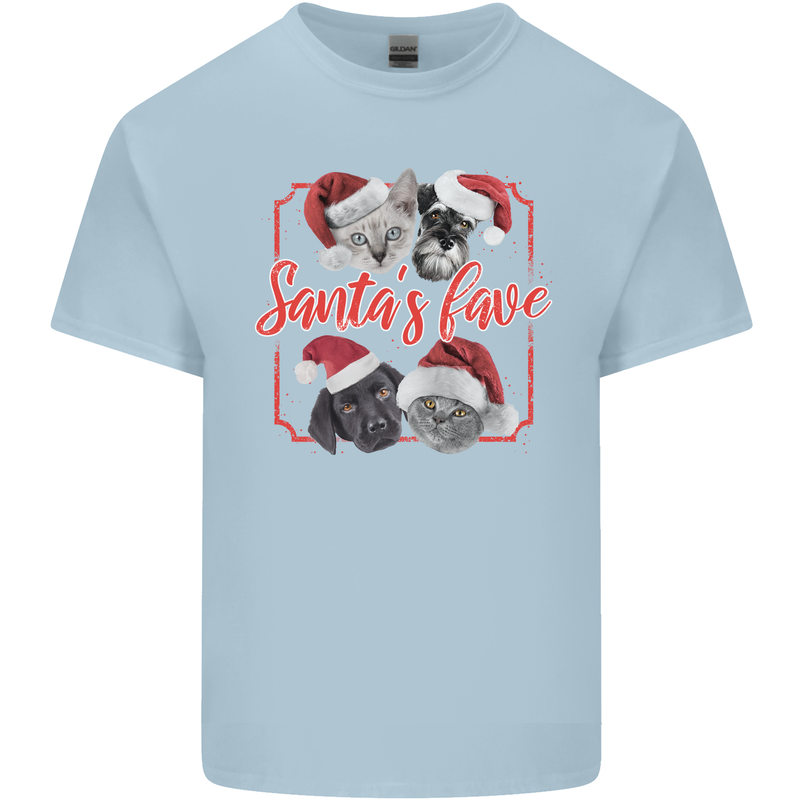 Santa's Fave Cats and Dogs Christmas Xmas Kids T-Shirt Childrens Light Blue