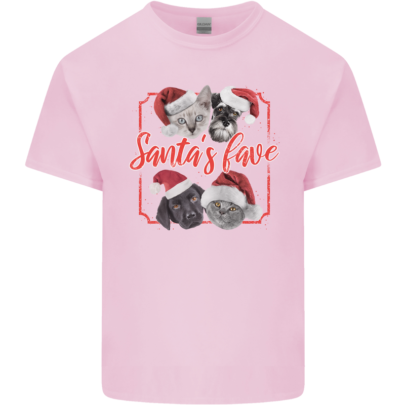 Santa's Fave Cats and Dogs Christmas Xmas Kids T-Shirt Childrens Light Pink