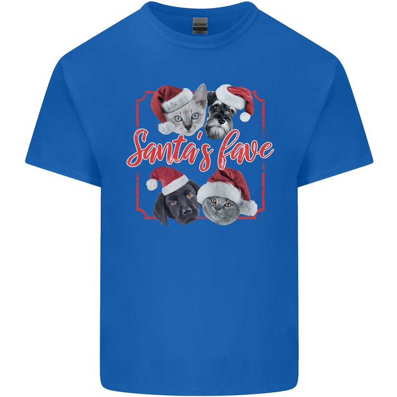 Santa's Fave Cats and Dogs Christmas Xmas Kids T-Shirt Childrens Royal Blue