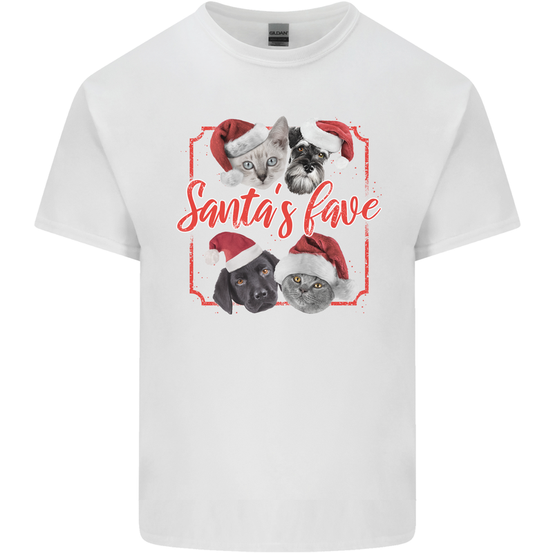 Santa's Fave Cats and Dogs Christmas Xmas Kids T-Shirt Childrens White