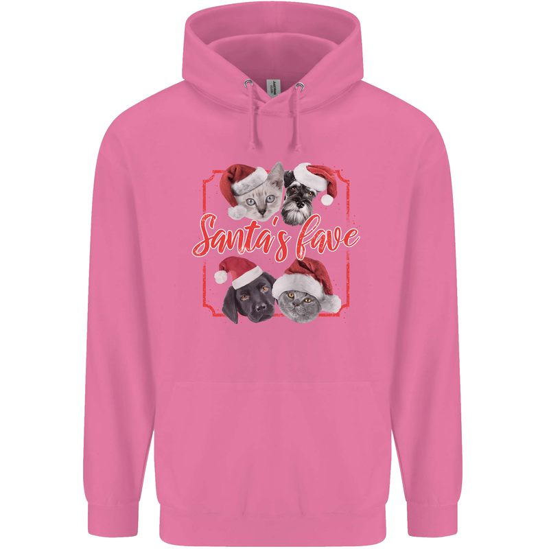 Santa's Fave Cats and Dogs Christmas Xmas Mens 80% Cotton Hoodie Azelea