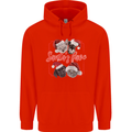 Santa's Fave Cats and Dogs Christmas Xmas Mens 80% Cotton Hoodie Bright Red