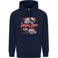 Santa's Fave Cats and Dogs Christmas Xmas Mens 80% Cotton Hoodie Navy Blue