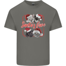 Santa's Fave Cats and Dogs Christmas Xmas Mens Cotton T-Shirt Tee Top Charcoal