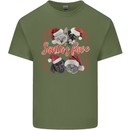 Santa's Fave Cats and Dogs Christmas Xmas Mens Cotton T-Shirt Tee Top Military Green