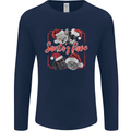 Santa's Fave Cats and Dogs Christmas Xmas Mens Long Sleeve T-Shirt Navy Blue
