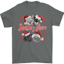 Santa's Fave Cats and Dogs Christmas Xmas Mens T-Shirt 100% Cotton Charcoal