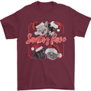 Santa's Fave Cats and Dogs Christmas Xmas Mens T-Shirt 100% Cotton Maroon
