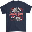 Santa's Fave Cats and Dogs Christmas Xmas Mens T-Shirt 100% Cotton Navy Blue