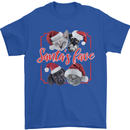 Santa's Fave Cats and Dogs Christmas Xmas Mens T-Shirt 100% Cotton Royal Blue