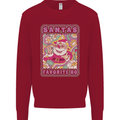 Santa's Favourite HO Funny Hippy Trippy Christmas Kids Sweatshirt Jumper Red