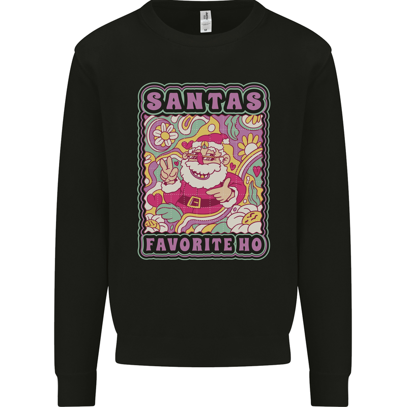 Santa's Favourite HO Funny Hippy Trippy Christmas Mens Sweatshirt Jumper Black
