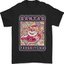 Santa's Favourite HO Funny Hippy Trippy Christmas Mens T-Shirt 100% Cotton Black