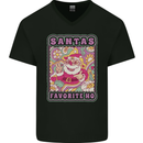 Santa's Favourite HO Funny Hippy Trippy Christmas Mens V-Neck Cotton T-Shirt Black