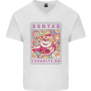 Santa's Favourite HO Funny Hippy Trippy Christmas Mens V-Neck Cotton T-Shirt White