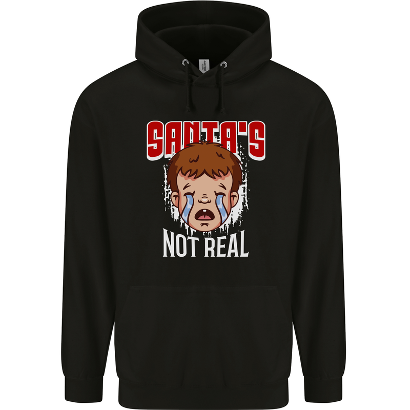 Santa's Not Real Funny Christmas Bah Humbug Xmas Childrens Kids Hoodie Black