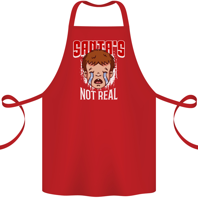 Santa's Not Real Funny Christmas Bah Humbug Xmas Cotton Apron 100% Organic Red