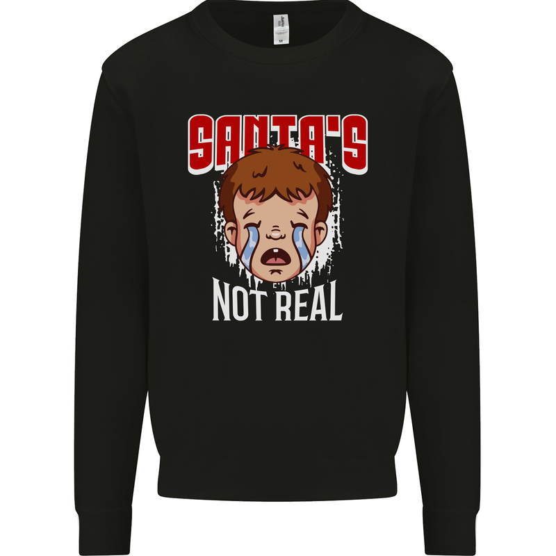 Santa's Not Real Funny Christmas Bah Humbug Xmas Kids Sweatshirt Jumper Black