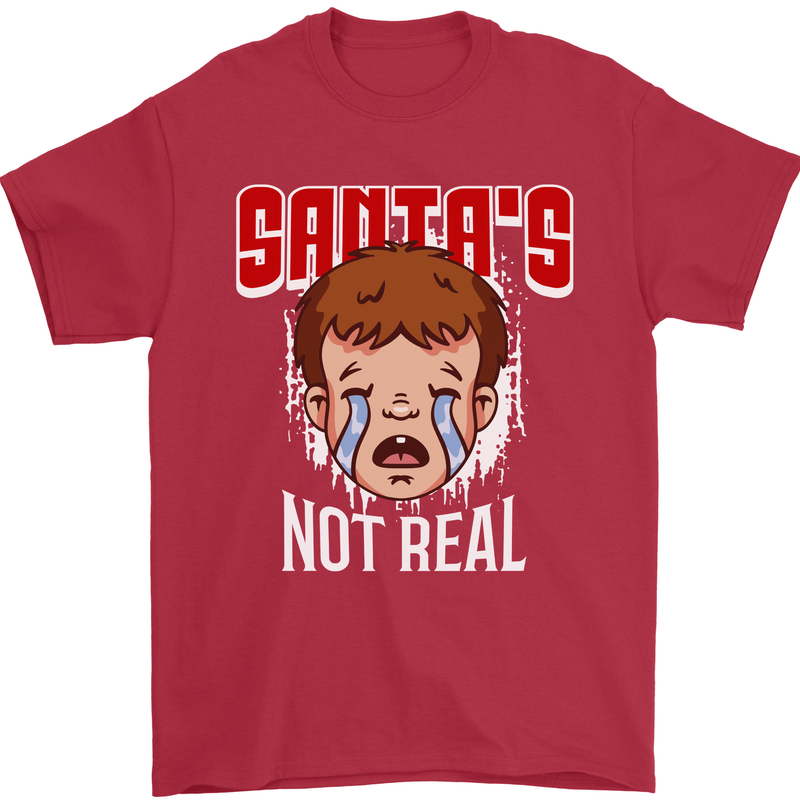Santa's Not Real Funny Christmas Bah Humbug Xmas Mens T-Shirt 100% Cotton Red