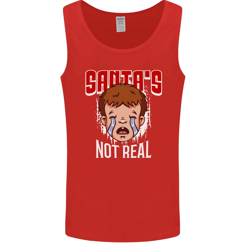 Santa's Not Real Funny Christmas Bah Humbug Xmas Mens Vest Tank Top Red